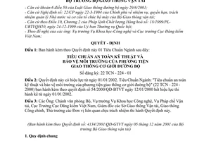 Quyết định 4134/2001/QĐ-GTVT Tiêu chuẩn an toàn kỹ thuật bảo vệ môi trường