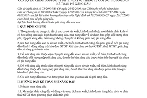 Thông tư 98/2001/TT-BTC hướng dẫn kế toán phí xăng dầu