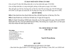 Quyết định 70/2001/QĐ-UB Quy chế phối hợp bảo vệ Sân bay Cần Thơ