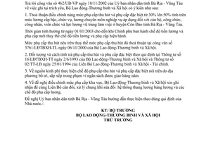 Công văn 130/LĐTBXH-TL chế độ phụ cấp thu hút, phụ cấp đặc biệt và phụ cấp khu vực