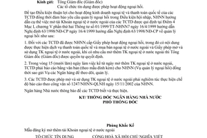 Công văn 78/NHNN-QLNH mở tài khoản ngoại tệ ở nước ngoài