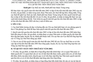 Công văn 376/TCT/NV7 hướng dẫn quyết toán kết quả thu tiền thuê đất năm 2002 và lập sổ thu tiền thuê đất năm 2003