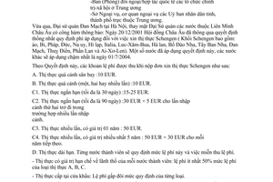 Công văn 132CV/LS-PL lệ phí thị thực Schengen