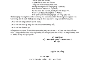 Công văn 269/LĐTBXH-THPC thông báo các văn bản pháp luật lao động