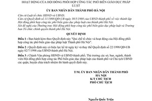 Quyết định 02/2003/QĐ-UB tổ chức hoạt động của Hội đồng phối hợp công tác phổ biến giáo dục pháp luật