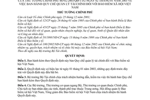 Quyết định 02/2003/QĐ-TTg Quy chế quản lý tài chính đối với Bảo hiểm xã hội Việt Nam
