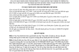 Quyết định 04/2003/QĐ-UB trình tự, thủ tục cấp giấy chứng nhận quyền sở hữu nhà sử dụng đất tại thành phố Hồ Chí Minh