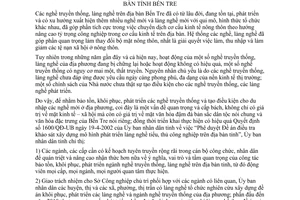 Chỉ thị 01/2003/CT-UB khôi phục phát triển nghề truyền thống làng nghề Bến Tre