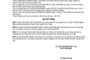 Quyết định 25/2003/QĐ-BYT chương trình khung giáo dục trung học chuyên nghiệp ngành điều dưỡng cộng đồng
