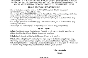 Quyết định 24/2003/QĐ-NHNN mở chấm dứt hoạt động chi nhánh, văn phòng đại diện của tổ chức tín dụng phi ngân hàng
