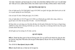 Quyết định 33/QĐ-BNV năm 2003 thành lập Ban quản lý Dự án Chương trình vốn vay