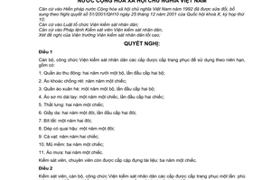Nghị quyết 219/2003/NQ-UBTVQH11 trang phục cán bộ, công chức ngành kiểm sát và giấy chứng minh kiểm sát viên