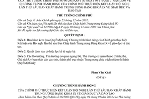 Quyết định 06/2003/QĐ-TTg chương trình của Chính phủ  kết luận Hội nghị lần thứ sáu Ban Chấp hành Trung ương Đảng khoá IX về  giáo dục đào tạo