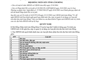 Nghị quyết 33/2003/NQ-HĐND quy định thu một số loại phí Lâm Đồng