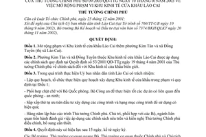 Quyết định 09/2003/QĐ-TTg mở rộng phạm vi khu kinh tế cửa khẩu Lào Cai