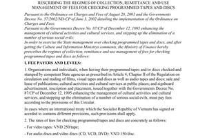 Circular No. 06/2003/TT-BTC of January 13, 2003, rescribing the regimes of collection, remittance and use management of fees for checking programmed tapes and discs