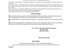 Quyết định 02/2003/QĐ-UB chế độ thu nộp quản lý sử dụng phí tham quan