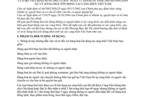 Thông tư 05/2003/TT-BTC hướng dẫn xử lý hàng hoá tồn đọng tại cảng biển Việt Nam