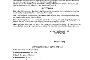 Quyết định 173/2003/QĐ-BYT Chương trình khung giáo dục trung học chuyên nghiệp ngành đào tạo Y sỹ đa khoa