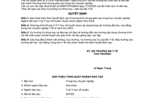 Quyết định 172/2003/QĐ-BYT chương trình khung giáo dục trung học chuyên nghiệp ngành đào tạo y sĩ y học cổ truyền