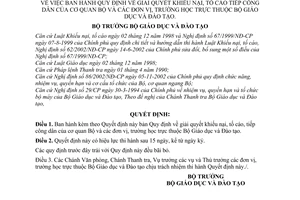 Quyết định 03/2003/QĐ-BGDĐT giải quyết khiếu nại, tố cáo tiếp công dân của cơ quan Bộ và các đơn vị, trường học thuộc Bộ Giáo dục và Đào tạo