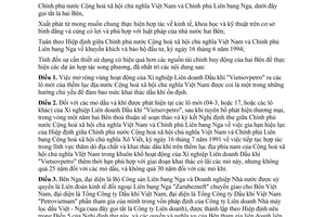 Nghị định thư mở rộng hợp tác thăm dò địa chất khai thác dầu khí ở thềm lục địa Việt Nam chấm dứt hiệu lực hợp tác xây dựng vận hành nhà máy Nga