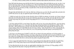 Chỉ thị 03/2003/CT-UB phòng chống dịch bệnh cho gia súc gia cầm Quảng Bình