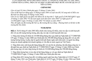 Nghị định 03/2003/NĐ-CP điều chỉnh tiền lương, trợ cấp xã hội đổi mới cơ chế quản lý tiền lương
