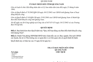 Quyết định 10/2003/QĐ-UB quy chế hoạt động Ban điều hành khuyến công Quảng Nam
