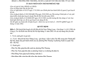 Quyết định 10/2003/QĐ-UB duyệt qui hoạch chi tiết Khu đô thị Nam Thăng Long - giai đoạn 1 phường Phú Thượng Xuân La quận Tây Hồ, Hà Nội
