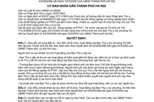 Quyết định 12/2003/QĐ-Ub tổ chức, hoạt động Ban thú y xã, phường, thị trấn trên địa bàn Hà nội sửa đổi Quyết định 43/2000/QĐ-UB