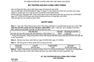 Quyết định 05/2003/QĐ-BBCVT in phát hành bộ tem bưu chính