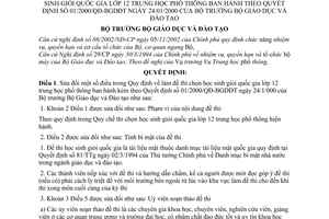 Quyết định 04/2003/QĐ-BGDĐT làm đề thi chọn học sinh giỏi quốc gia lớp 12 trung học phổ thông sửa đổi quyết định 01/2000/QĐ-BGDĐT