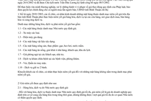 Chỉ thị 02/2003/CT-UBBT thực hiện niêm yết giá Bình Thuận