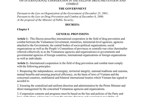 Decree No. 05/2003/ND-CP of January 21, 2003, on international cooperation in the field of drug prevention and combat