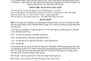 Quyết định 69/2003/QĐ-NHNN bổ sung số tài khoản vào hệ thống tài khoản tổ chức tín dụng