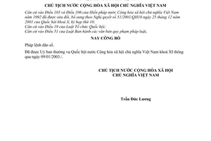 Lệnh công bố Pháp lệnh dân số  01/2003/L/CTN
