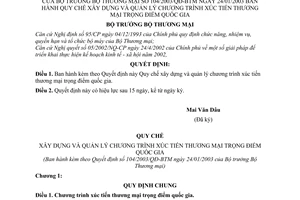 Quyết định 104/2003/QĐ-BTM quy chế xây dựng quản lý chương trình xúc tiến thương mại trọng điểm quốc gia