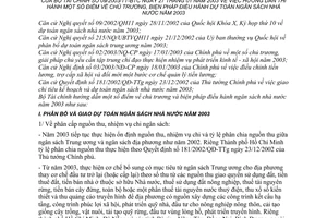 Thông tư 09/2003/TT-BTC hướng dẫn thi hành chủ trương, biện pháp điều hành dự toán ngân sách nhà nước năm 2003