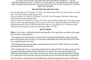 Quyết định 106/2003/QĐ-BTM kiểm tra, kiểm soát đối với mặt hàng gốm sứ sản xuất từ nước ngoài lưu thông trên thị trường