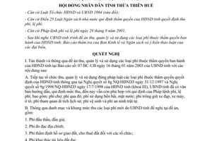 Nghị quyết 8c/2003/NQ/HĐND4 thu quản lý sử dụng các loại phí Thừa Thiên Huế