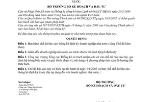 Quyết định 62/2003/QĐ-BKH chế độ báo cáo thống kê định kỳ doanh nghiệp nhà nước