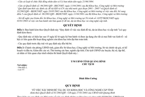 Quyết định 01/2003/QĐ-UB Quy định xác định đề tài dự án khoa học cấp tỉnh