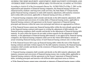 Circular No. 01/2003/TT-NHNN of January 28, 2003, guiding the debt-maturity adjustment, debt-maturity extension and overdue debt conversion, applicable to financial leasing activities
