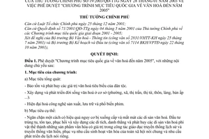 Quyết định 19/2003/QĐ-TTg chương trình mục tiêu quốc gia về văn hoá đến năm 2005