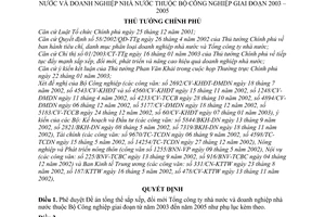 Quyết định 125/2003/QĐ-TTg Đề án sắp xếp đổi mới Tổng công ty nhà nước doanh nghiệp nhà nước thuộc Bộ Công nghiệp giai đoạn 2003 - 2005