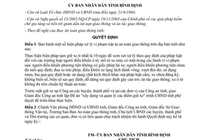 Quyết định 17/2003/QĐ-UB biện pháp cưỡng chế thi hành pháp luật về trật tự an toàn giao thông Bình Định