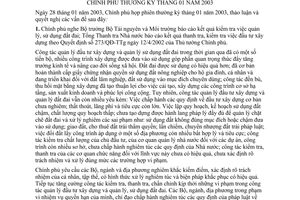Nghị quyết 03/2003/NQ-CP phiên họp Chính phủ thường kỳ tháng 1 năm 2003