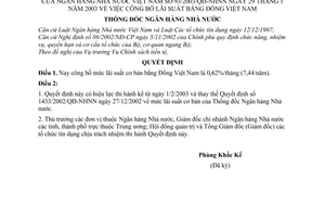 Quyết định 93/2003/QĐ-NHNN công bố lãi suất cơ bản bằng đồng Việt Nam