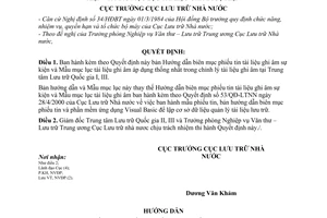 Quyết định 22/QĐ-LTNN bản hướng dẫn biên mục phiếu tin tài liệu ghi âm sự kiện Mẫu mục lục tài liệu ghi âm sự kiện